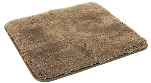 Kinzler J-10003/52 hochwertige Mikrofaser Badematte Uni ohne Ausschnitt 50x55 cm, flusenfrei, pflegeleicht, braun