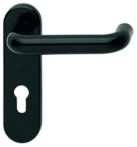 Türbeschlag Kurzschild Türdrücker-Garnitur FH - Polyamid PDH0301 | PZ-Garnitur | Drückergarnitur für Feuerschutz-Türen | geprüft DIN 18273:1997 | 1 Paar - Brandschutz-Beschlag schwarz inkl. Schrauben