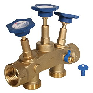 Montageblock 1 1/4IG x 1 1/4 AG mit Verschneidung und Bypassfunktion sowie Probeentnahmehahn