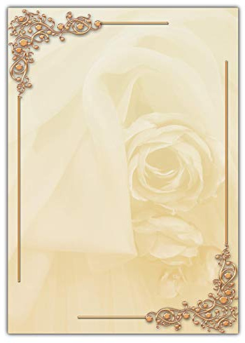 Motiv Briefpapier schöne beige Rosen mit Ornamenten (MPA-5191, DIN A4, 100 Blatt) Motivpapier Vintage Antik