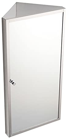 Badezimmermöbel Edelstahlschrank mit Spiegel Dreieckiger Badezimmerspiegelschrank WC-Eckschrank Platzsparender Eckspiegelschrank HD silberner Spiegel (Color : Silver, Size : 30 * 60 * 18cm)