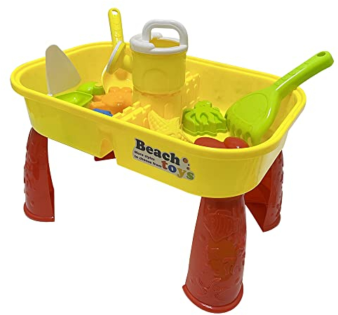 RAM ONLINE 2 In 1 Sand And Water Table Children’s Kids Outdoor Play Sand Garden Sandpit Toy Yellow, 5060459944008