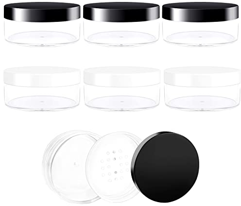 6 Pcs Pot de Maquillage Vide 50ml Conteneur de Poudre Libre Vide Portable avec Tamis Boîte à Poudre Vide en Plastique Conteneur d'Échantillon Cosmétique Multi Usage Pot à Poudre Vide