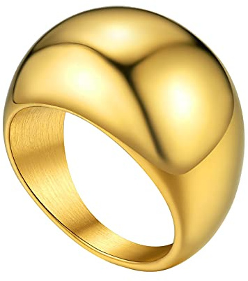 Anneau Jonc Bague Homme Jonc Acier Inoxydable Gros Femme Garçon Pouce Main Mariage Amitié Punk Doré-16mm Bijoux Cadeau Anniversaire Sain Valentin Noël