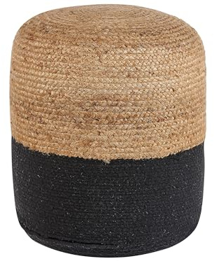 Beliani Indoor Pouf zweifarbig schwarz/sandbeige Füllung EPS rund ⌀46 cm Boho Dalama