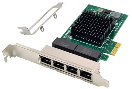 Allowish Tarjeta de red Ethernet PCIe X1 de 1000 Mbps, 1 Gbps, 4 puertos, tarjeta LAN RJ45, chipset BCM5719, compatible con WOL PXE VLAN