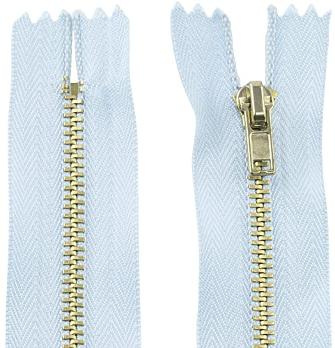 AERZETIX - C61210-2er-Set nicht trennbare Reißverschlüsse 12 cm aus metall - zipper - Farbe hellblau - nähzubehör lederwaren etuis röcke kleider hosen kurzwaren