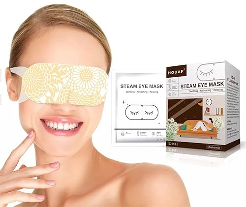 NEW UPDATED 12 Pcs Gentle Steam Eye Mask | Chamomile Self Heating Gentle Warm Steam Eye Mask for Dry Eyes| Masks for Dark Circles, Relaxation and Puffy Eyes |Disposable Hot Sleep Eye Mask