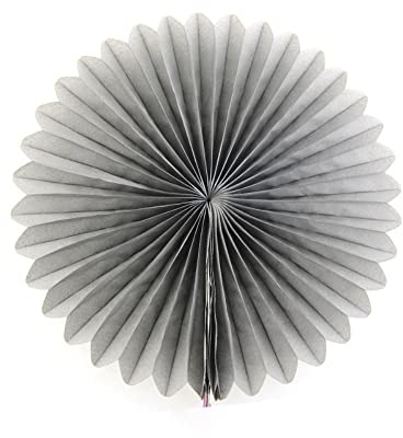 12 Stück Papier Fächer Dekoration Hanging Girlande Blumen Papierfächer Party Deko Set,Hängende Deko für Hochzeit Geburtstag Tea Party Tischdeko Classroom Baby Shower Backdrop Garland,30cm Grau