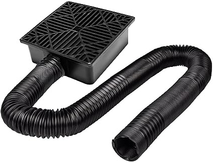 Square Catch Basin Drain with Flexible Hose, Gutter Downspout Extension Kit, 12×12 inch Under Ground Drainage Outdoor Rain Drain Gutter Downspout Extension