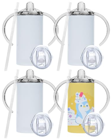 Sumex Sublimation Blanks Stainless Steel Tumbler,4PCS 12OZ Sublimation Sippy Cups