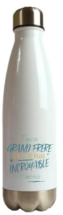 CADEAUX.COM - Gourde Grand frère Le Plus... - Cadeau Personnalisable - Gourde Isotherme Personnalisée - 500ml - Bouteille Thermos avec Message - Idée Cadeau Original - Cadeau Homme