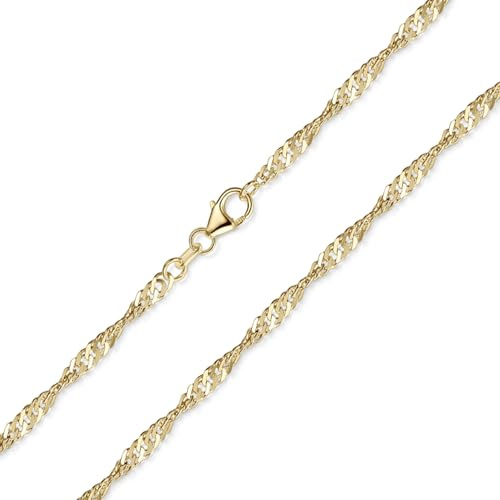 Edle Singapurkette Silber 925 für Damen vergoldet K14 in 40-70cm Länge | Gedrehte Goldkette 3mm Kette ohne Anhänger Made in Germany von MATERIA by Matthias Wagner