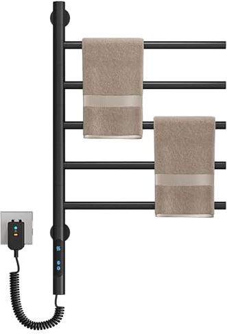 ZOYI 180 Drehung Badheizkörper Elektrisch, handtuchtrockner elektrisch handtuchwärmer elektrisch, handtuchhalter elektrisch, 220V, 85W, Schwarz