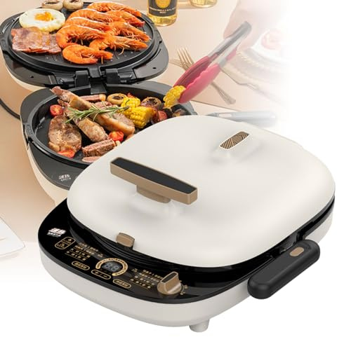 PEIXEN Piastra elettrica per Pancake Fronte-Retro, Piastra Multifunzionale Fronte-Retro, Riscaldamento rapido da 1500 W, Piastra Profonda 25 mm, Tubo riscaldante Integrato, Doppia Piastra Rimovibile