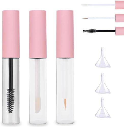 Hualabo Leere Mascara-Röhre und Zauberstab, Glas, Wimperncreme-Behälterflasche mit Mini-Trichtern und Leckstopfen, Glas-Mascara-Flaschen mit Wimpernstab für Zuhause und Reisen (1 Set)