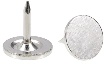 QUARKZMAN 30Pz Chiodi per Tappezzeria, Testa Piatta 9,5mm x 10mm, Puntine da Disegno Chiodi Decorativi per Lavagna Sughero Mobili, Puntine per Mobili, Divani, Testate, Argento