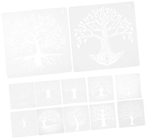 STOBOK 12blätter Kreative Baum-schablonen Hohl Für Malen Wänden Und Wiederverwendbare Malvorlagen Zur -dekoration Für Heimwerker Und Kunstprojekte