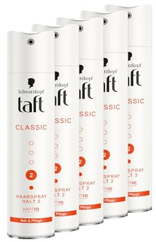 Schwarzkopf Taft Haarspray Classic (5x 250 ml), Haltegrad 2 Haarstyling, Haarspray für strapaziertes Haar, Halt und Pflege, vegane Formel*