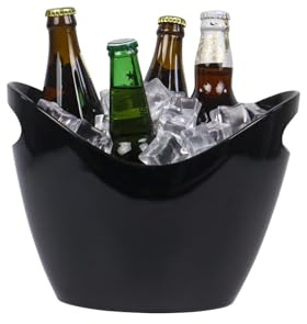 Seau à boisson pour fête, seau à glace en plastique avec poignée, seau à champagne pour fêtes, maison, bar, pique-nique, rafraîchissement de bière, noir, 3 l