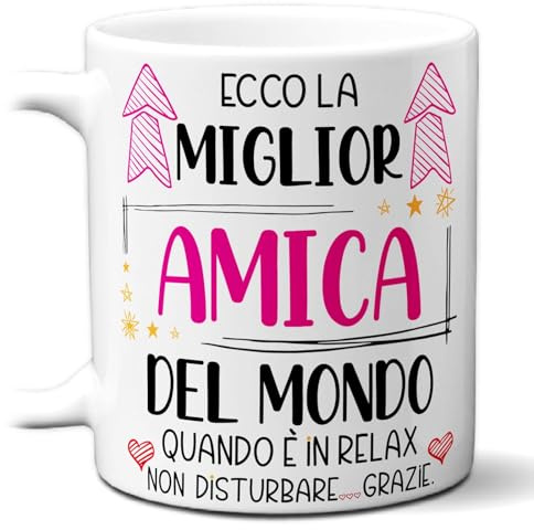 STAMPATEK Tazza Regalo Miglior Amica, Idea Regalo compleanno donna, Tazza del Mondo in Relax - MUG169