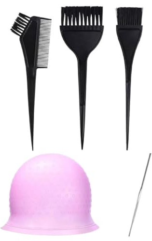 EORPAVU strähnchenhaube,Highlight-Folien-Bleichpulver-Set, Haarfärbekappe mit Highlight-Nadel, wiederverwendbare Highlight-Kappe für Salon-Styling (5 Stück, rosa)
