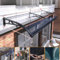Vordach Für Eingangstür mit großem Waschbecken Türdach Pultbogenvordach,Pultvordach Transparente Polycarbonat Markisen,Überdachung Schlagfest,Wandhalterung Aluminium Schwarz (150 x 500cm)