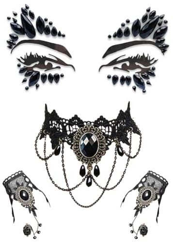 4 PCS Halloween Gotisch Choker Halskette Armbänder Schmuck, Vampir Kostüm Damen Zubehör, Gothic Schmuck Steampunk Retro Spitze Vampir Accessoires, für Halloween Kostüm Damen Gothic