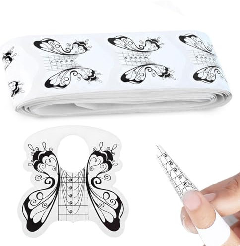 OIGWBPH 100 Stück Selbstklebende Butterfly Nagel Schablonen, Nagelschablonen Modellier-Schablone für Gel-Nägel, für die Künstliche Fingernagel Modellage/DIY Maniküre