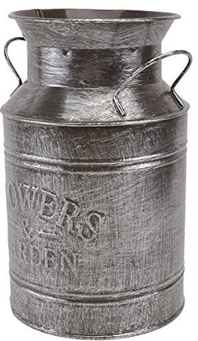 ULDIGI Vintage Iron Sheet Flower Bucket Old Treatment for Dried Flower Vase and Party Decorations Silver