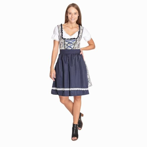 MUWO Traditionella kostymdräkt för män och Dirndl kvinnor, oktoberfest-kostym, MIESEPETER | Traditionella folkfestkläder – inkl. blus, klänning, förkläde, byxor och skjorta, Dirndl blå, M
