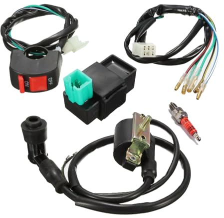 ESMUSSSEIN 5 Wiring Loom Kill Switch Coil CDI Spark Plug Rebuild Kit Fit for 110CC 125CC 140cc Pit Bike