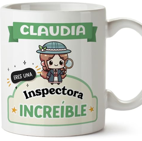 MUGFFINS Tazas Personalizadas para INSPECTORA mujer - En Español - Eres increíble - Kawaii - 11 oz / 330 ml - Regalo Personalizable original y divertido