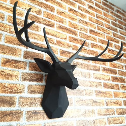 TUPAFJU Künstliche Tierkopf Wanddeko, 3D Wanddekoration, Hirschkopf, Hirschkopf Wanddeko, Hirschkopf Geweih Wanddekoration Deko Skulptur, Wohnzimmer Schlafzimmer Wand Skulptur Wandbehang Simulation D