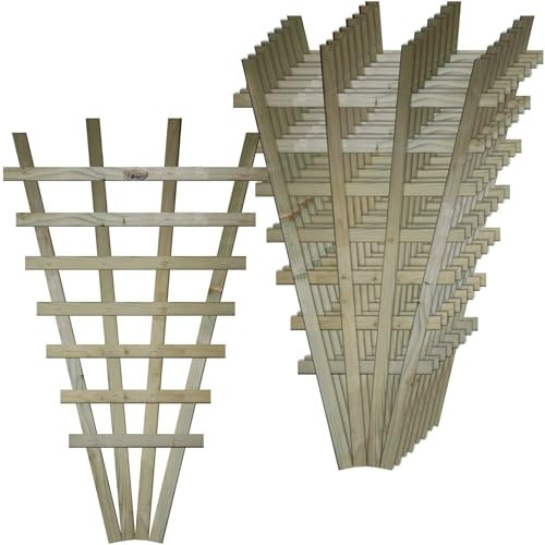Small Fan Shaped Pack of 9 2x3ft (W: 2ft x H: 3ft) Frameless Decorative Lattice Trellis Panel Plant Grown Wall/Fence Art with Reduced Privacy Squares Width 610mm x Height: 990mm