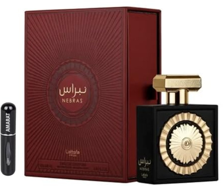 Perfume Nebras Original 100ML, Perfume Árabe Unisex de Larga Duración, Eau De Parfum Incluye Atomizador Recargable 5ML, Fragancia Dulce con Notas de Bayas Rojas, Mandarina, Vainilla y Ámbar (Nebras)
