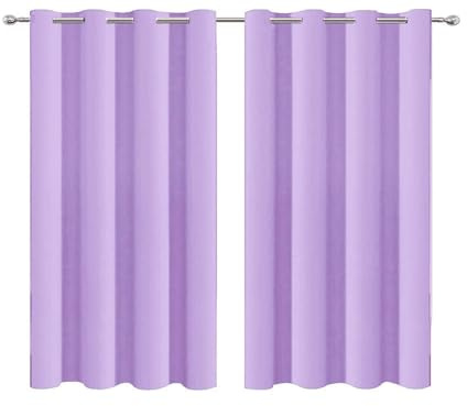NINGBAI Vorhang Verdunkelung Blickdicht Gardinen 120 x 100 cm Gardine Schlafzimmer Ösen Thermo Gardine Vorhang mit Ösen/Hitze Ösenschal für Wohnzimmer, Lila