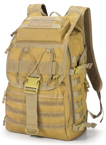 SHANNA Sac à Dos Militaire, 50L Grand Volume Sac à Dos Multifonction, Sacs Trekking Armée MOLLE Assaut Pack Combat Tactique pour La Randonnée en Plein Air Camping Pêche Chasse Sac D'urgence(Kaki)