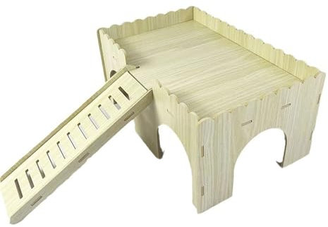 Großes Meerschweinchenhaus aus Holz mit 4 Eingängen für kleine Haustiere Kaninchenstall Spielhaus mit einfachem Zugang