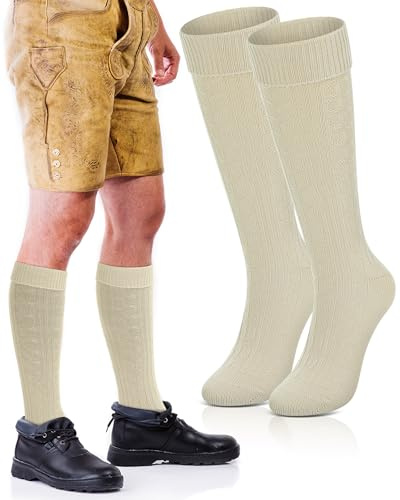 Jadive Calcetines Festival de la Cerveza para Hombre Calcetines Bávaros Trachten Clásicos Alemanes de Punto Trenzado Disfraz