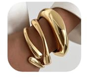 MTINEAPS Gold Bangle Bracelets for Women Teens Trendy Chunky Adjustable Twist Cuff Bracelet Jewelry Gifts (Gold-3 Sets)