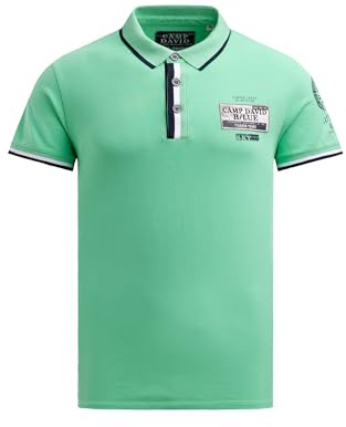 Camp David Herren Pikee-Polo mit Prints und Patches Flight Green, XXL