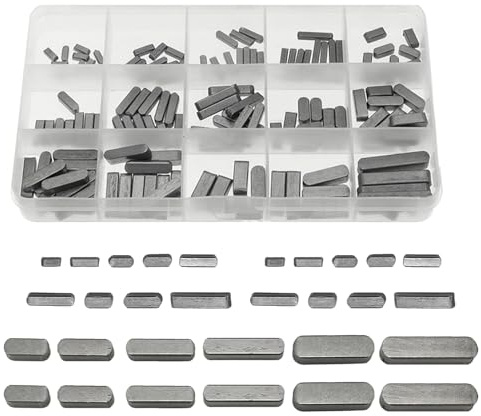 175 Stück Federkeile Sortiment, Passfedern Sortiment Set 3/4/5/6/8 mm Rundkopf Passfederkeilsatz Passfeder Parallel Antriebswelle Sortiment Kit für Mechanische Industrie