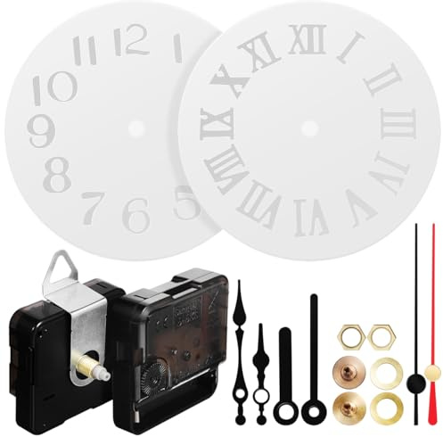 POPETPOP Uhr Silikonharzform Set Mit Uhrwerk Uhrzeigern Und Eisenhaken DIY-Uhrenbausatz Für Wanduhrdekoration Für Harz Gießen Und Personalisierte Wanduhren