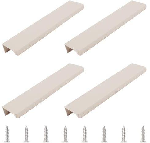 MOROBOR 4 Stück Kaschmir Grau Fingerkanten-Griffe, Aluminiumlegierung, verdeckte Griffe, moderner Stil, Schubladengriffe für Zuhause, Küche, Tür, Schrank, 150 mm