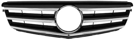 Für Mercedes Für Benz W204 Kühlergrill C-Klasse C204 S204 2007-2014 C180 C200 C250 C300 C350 Diamant AMG GT Stil Frontstoßstangengrill Front-Kühlergrille Einsätze(Sport-Chrome Silver)