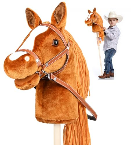 Diealles Shine Hobby Horse, Cavallo con Bastone per Bambini Regalo, Cavalli Giocattolo con Coda Fluente e Cinghia