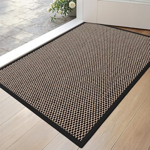 DEXI Door Mat 43 x 76 cm, Non-slip Dirt Trapper Doormat, Black | Rubber Backing, Low Profile Indoor Floor Mats, For Front Door, Back Door, Entrance, Hallway, Doorways, Patio