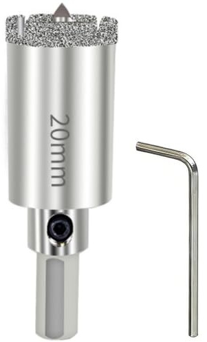 20mm Hole Saw, Diamond Drill Bit with Center Pilot Hole, Tile Hole Cutter | Diamond Hole Cutter, Tile Drill Bits, Ideal for Marble, Ceramic, Glass, Granite, Stone, Includes Wrench