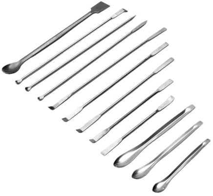 12 spatole da laboratorio in acciaio inox, 12 pezzi, 12 pezzi, in acciaio inox, adatte per l'uso quotidiano, robuste e facili da deformare